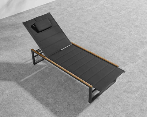 [Good] Linnea Outdoor Lounger - Black - Teak [Local delivery only in Austin] - The Return Company