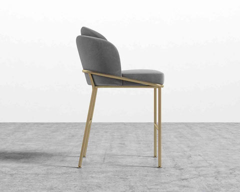 [Good] Angelo Counter Stool - Brass - Angelo - Vintage Velvet - Glacier Grey [Local delivery only in New York/New Jersey] - The Return Company