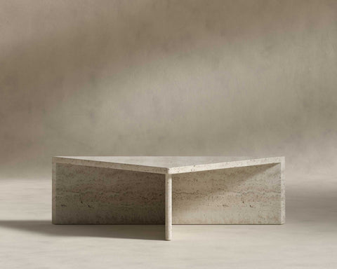 [Like New] Terra Coffee Table - Low (Black Label) - Surface - White Travertine [Local delivery only in New York/New Jersey] - The Return Company
