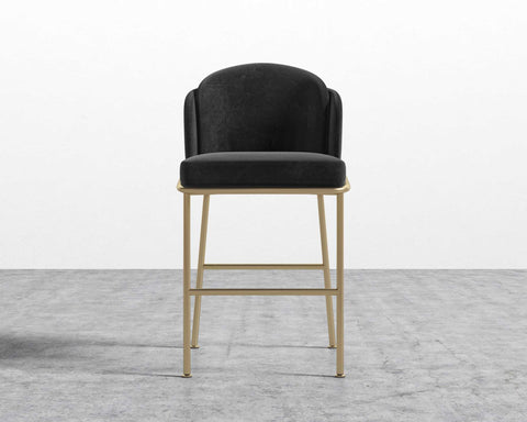 [Good] Angelo Counter Stool - Brass - Angelo - Plush Velvet - Black 2022 [Local delivery only in New York/New Jersey] - The Return Company