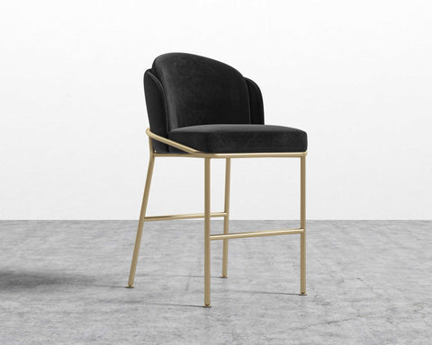 [Good] Angelo Counter Stool - Brass - Angelo - Plush Velvet - Black 2022 [Local delivery only in New York/New Jersey] - The Return Company
