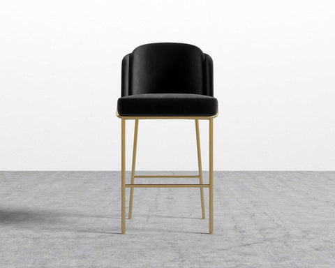[Unused - openbox] Angelo Counter Stool - Brass - Angelo - Plush Velvet - Black 2022 [Local delivery only in New York/New Jersey] - The Return Company