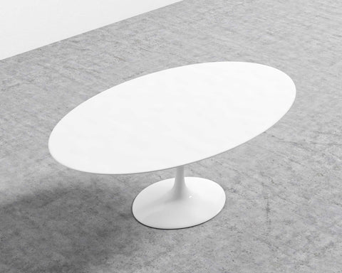 [Unused - openbox] Tulip Table Oval - Lacquer - 67" | 170cm - White Lacquer - White Base [Local delivery only in San Diego] - The Return Company
