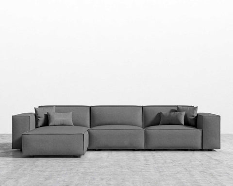 [Unused - openbox] Porter Sectional - Black Feet - Plush Velvet - Glacier Grey 2022 - Left-Hand-Facing [Local delivery only in New York/New Jersey] - The Return Company