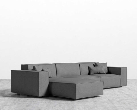 [Unused - openbox] Porter Sectional - Black Feet - Plush Velvet - Glacier Grey 2022 - Left-Hand-Facing [Local delivery only in New York/New Jersey] - The Return Company