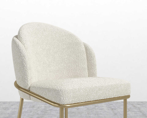 [Unused - openbox] Angelo Dining Chair - Brass - Chatou Boucl闁 - Pearl [Local delivery only in Tampa] - The Return Company