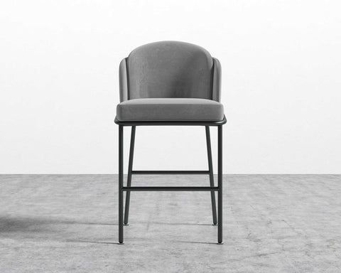 [Unused - openbox] Angelo Counter Stool - Black - Angelo - Plush Velvet - Glacier Grey 2022 [Local delivery only in New York/New Jersey] - The Return Company