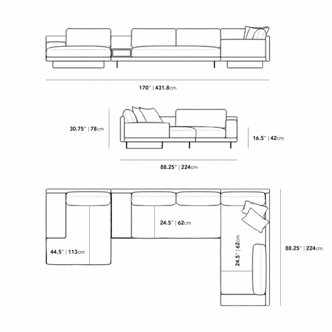 [Unused - openbox] Dresden Modular Sectional - Left-Hand-Facing - Modern Felt - Alesund [Local delivery only in New York/New Jersey] - The Return Company