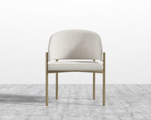 [New - openbox] Solana Dining Chair - Antique Brushed Brass - Solana - Chatou Boucl闁 - Pearl [Local delivery only in Los Angeles] - The Return Company