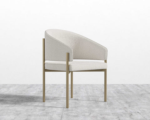 [New - openbox] Solana Dining Chair - Antique Brushed Brass - Solana - Chatou Boucl闁 - Pearl [Local delivery only in Los Angeles] - The Return Company