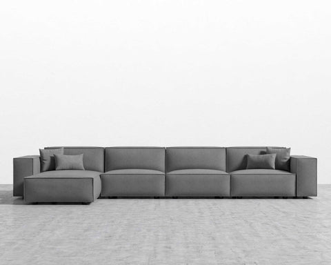 [Like New] Porter Extended Sectional with Additional Ottoman - Left-Hand-Facing - Fin - Base Black [Available only in Austin] - The Return Company