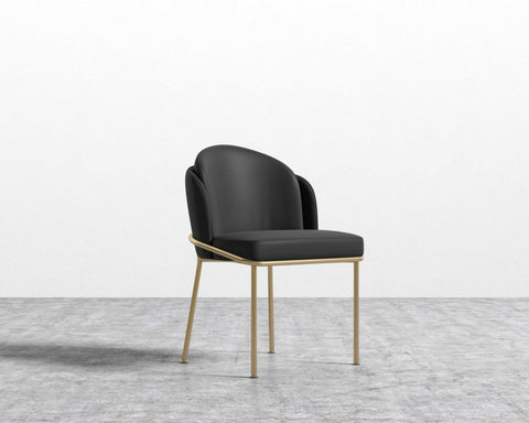 [New] Angelo Dining Chair - Brass - Angelo - PU Leather - Monaco Black [Local delivery only in Austin] - The Return Company
