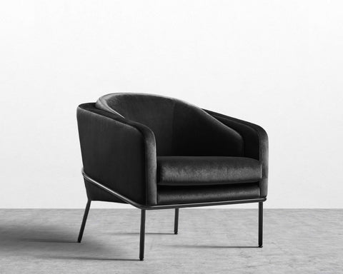 [Good] Angelo Lounge Chair - Black - Angelo - Vintage Velvet - Black [Local delivery only in Seattle] - The Return Company