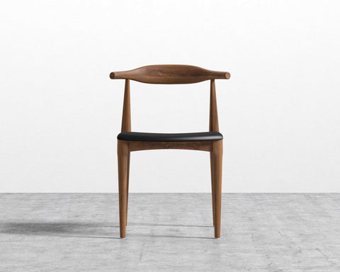 [Good] Elbow Chair - PU Leather - Monaco Black - Walnut Stain [Local delivery only in Austin] - The Return Company