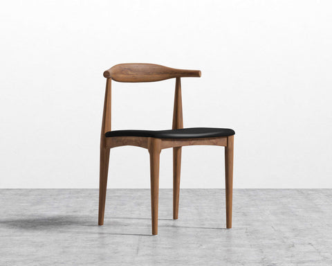 [New] Elbow Chair - PU Leather - Monaco Black - Walnut Stain [Local delivery only in Austin] - The Return Company