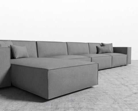 [Like New] Porter Extended Sectional with Additional Ottoman - Left-Hand-Facing - Fin - Base Black [Available only in Austin] - The Return Company