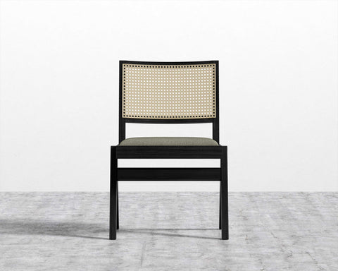 [Good] Javert Side Chair - Ebony w/ Pale Cane - Leuven Linen - Esme [Local delivery only in New York/New Jersey] - The Return Company