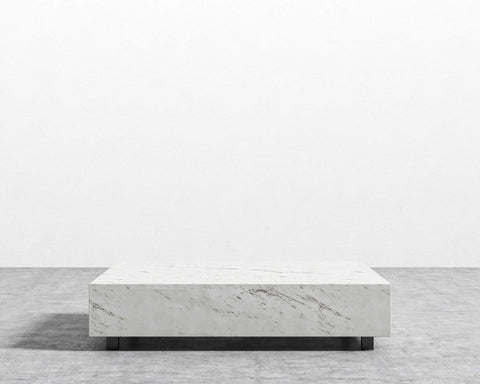 [New - openbox] Liza Coffee Table - Marble TOP - 40" x 60" | 102 x 152cm - White Carrara Marble -Matte Black [Local delivery only in ] - The Return Company