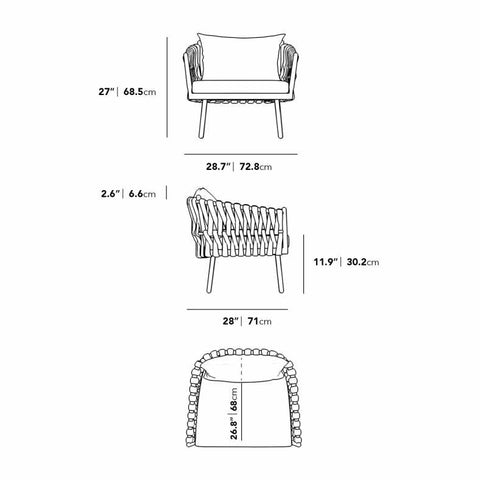 [Good] Pierre Outdoor Lounge Chair - Outdoor Fabric - Palisades - White - Light Grey [Local delivery only in Austin] e??? - The Return Company