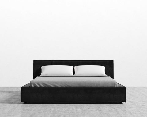 [Fair] Porter Bed - King - Vintage Velvet - Black - with 2 Extensions  [Local delivery only in Houston] - The Return Company
