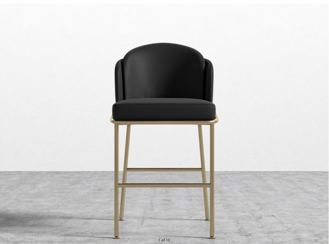 [New] Angelo Counter Stool - Monaco Black, Base Options: Brass [Available only in San Diego] - The Return Company