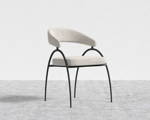 [Good] Uma Dining Chair - Black - Uma - Chatou Boucl?? - Pearl [Local delivery only in Dallas] - The Return Company