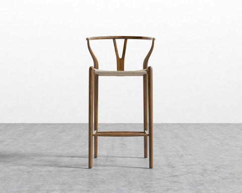 [New] Wishbone Barstool - Natural Seat Cord - Walnut Stain [Local delivery only in Dallas] - The Return Company