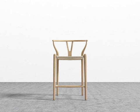 [New - openbox] Wishbone Counter Stool - Seat Color - Natural Seat Cord - Natural [Local delivery only in San Francisco] - The Return Company